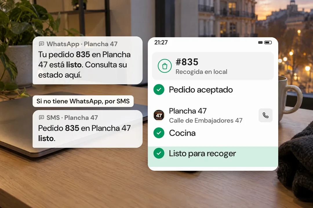 Demostración ilustrativa de avisos por whatsapp y sms