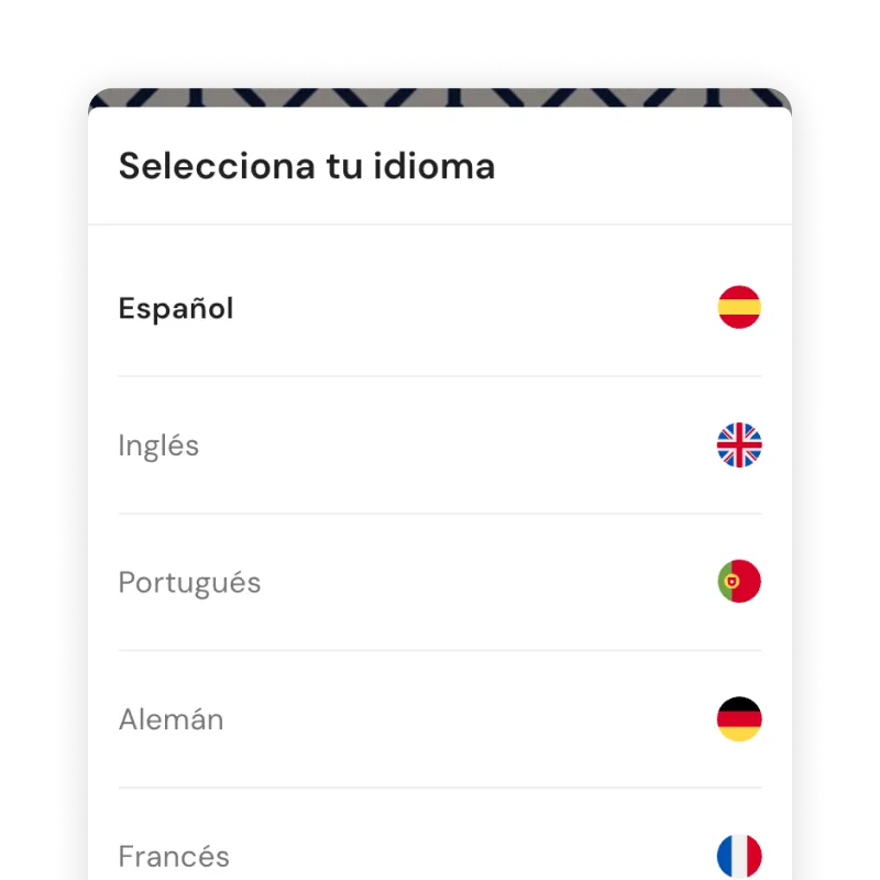 Carta digital en inglés, francés e italiano