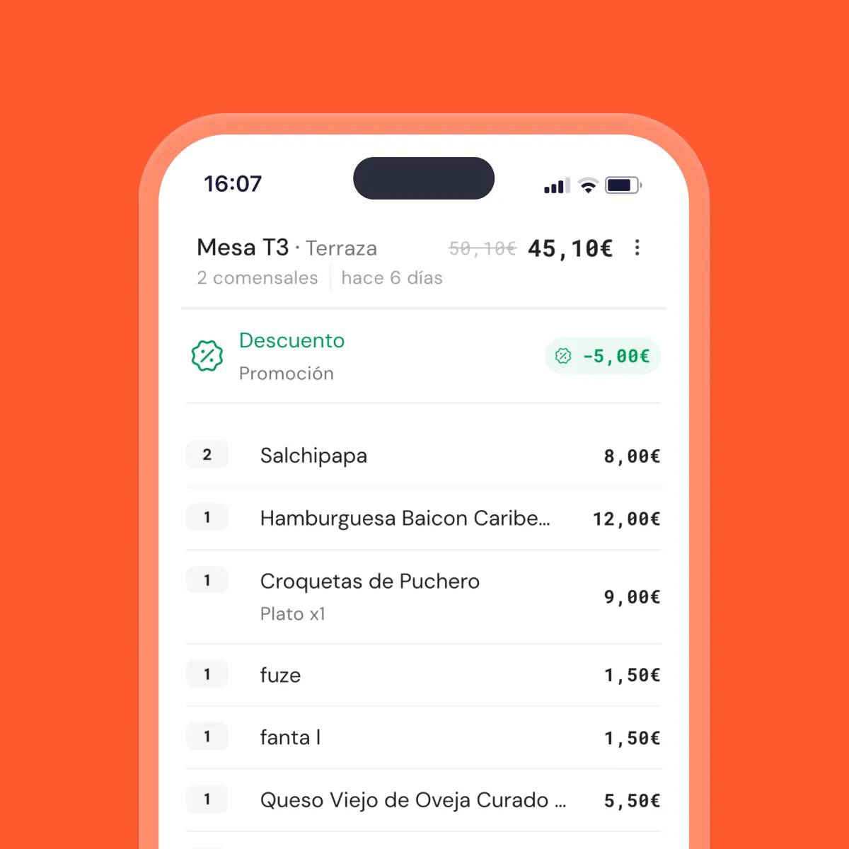 Waiter taking an order from their phone at the guest's table