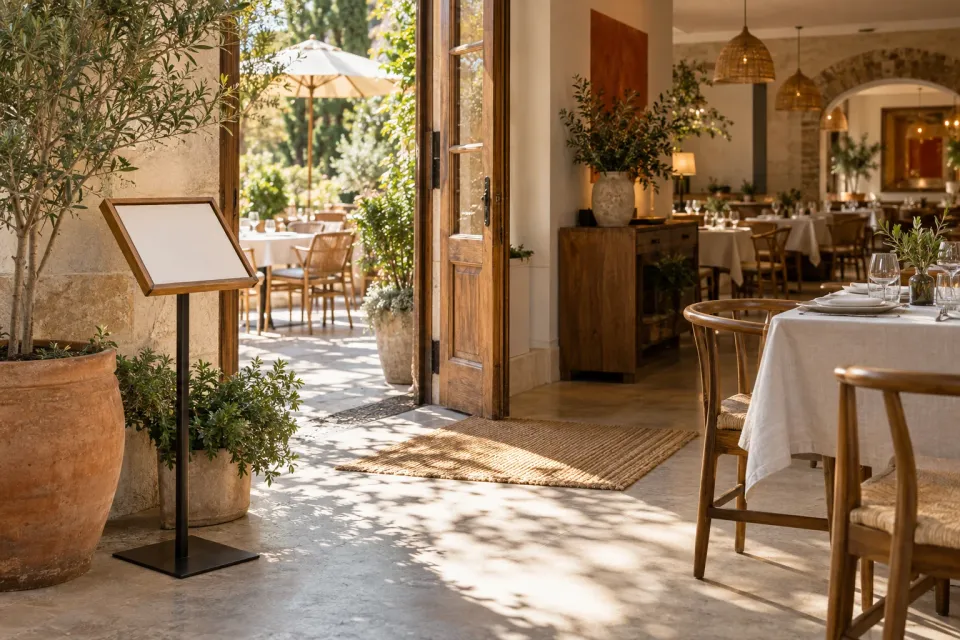 Ilustración de información del restaurante en un restaurante