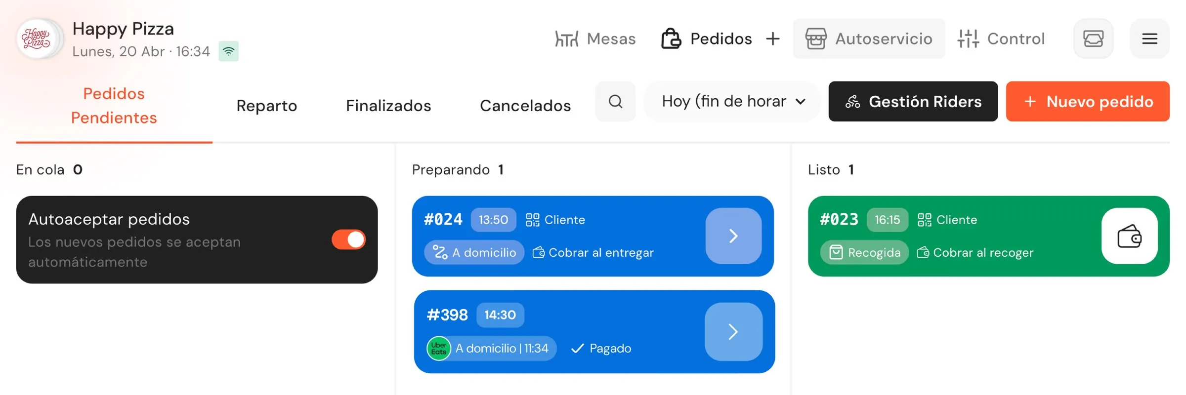 Delivery and take away orders centralised on the Qamarero POS