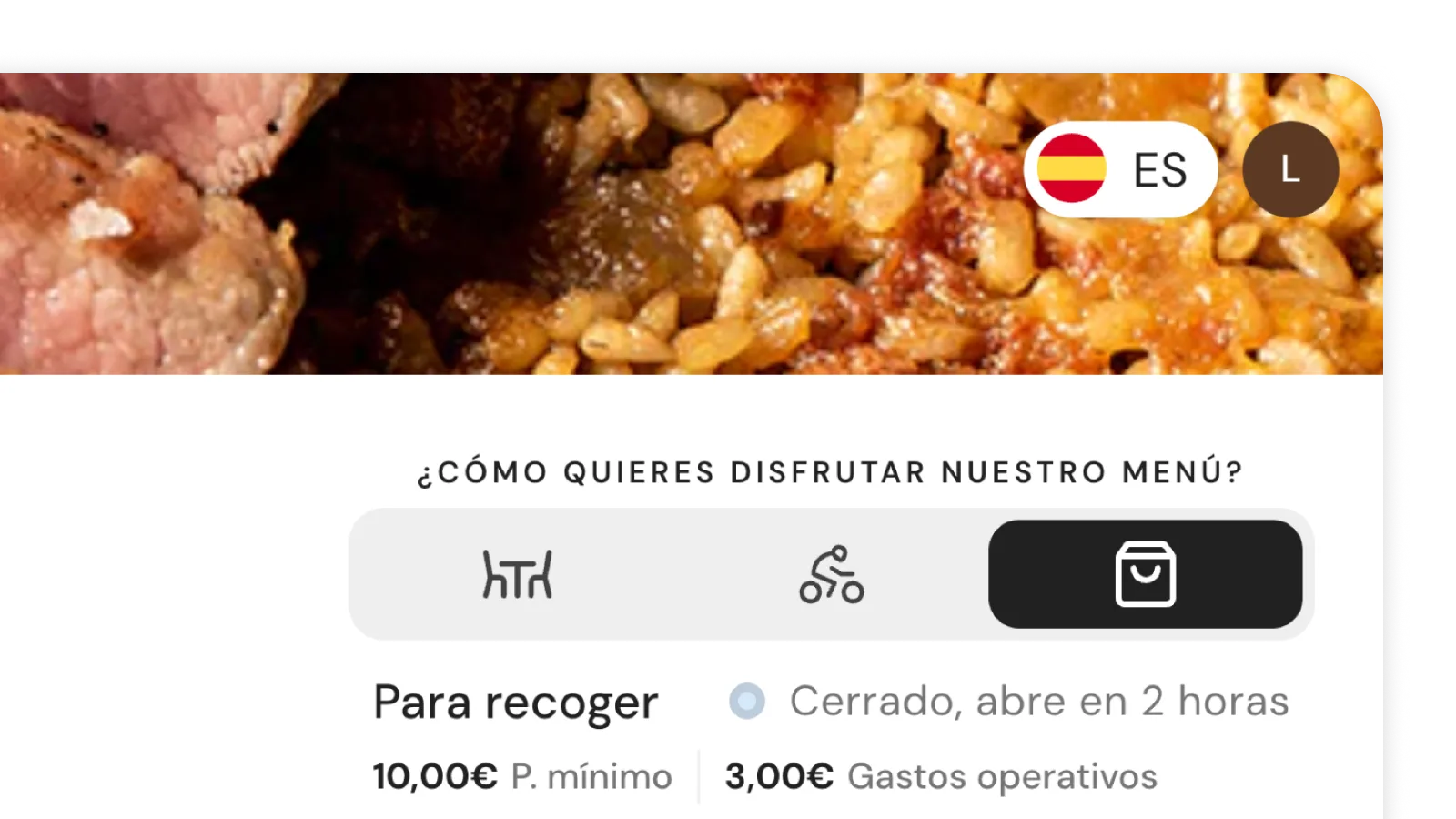 Pedido de recogida en el local