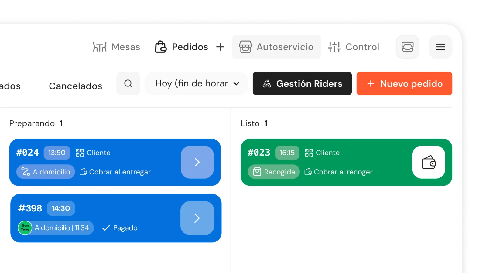 Commande arrivant automatiquement dans la caisse