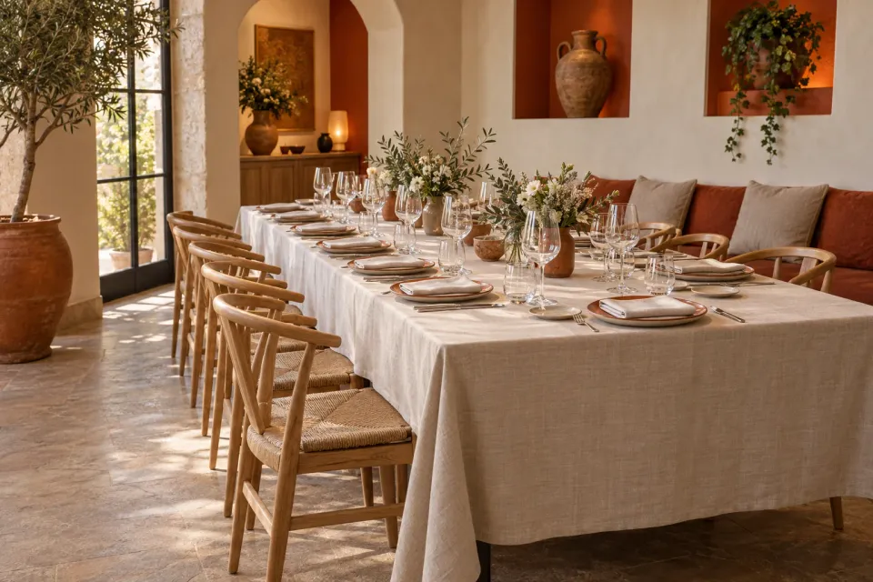 Ilustración de grupos y eventos en un restaurante