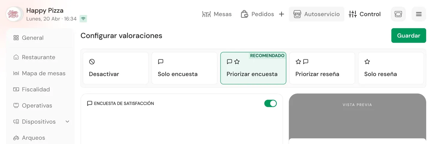 Qamarero review management panel with synced Google reviews