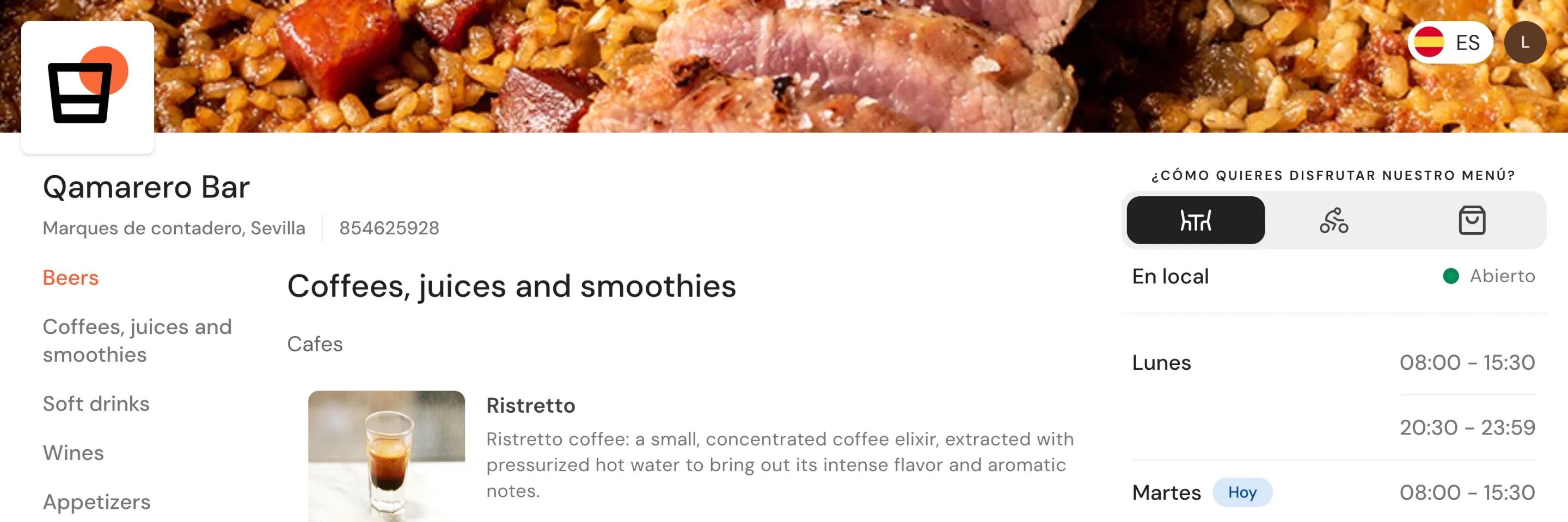 Restaurant website with menu, bookings and orders connected to the POS