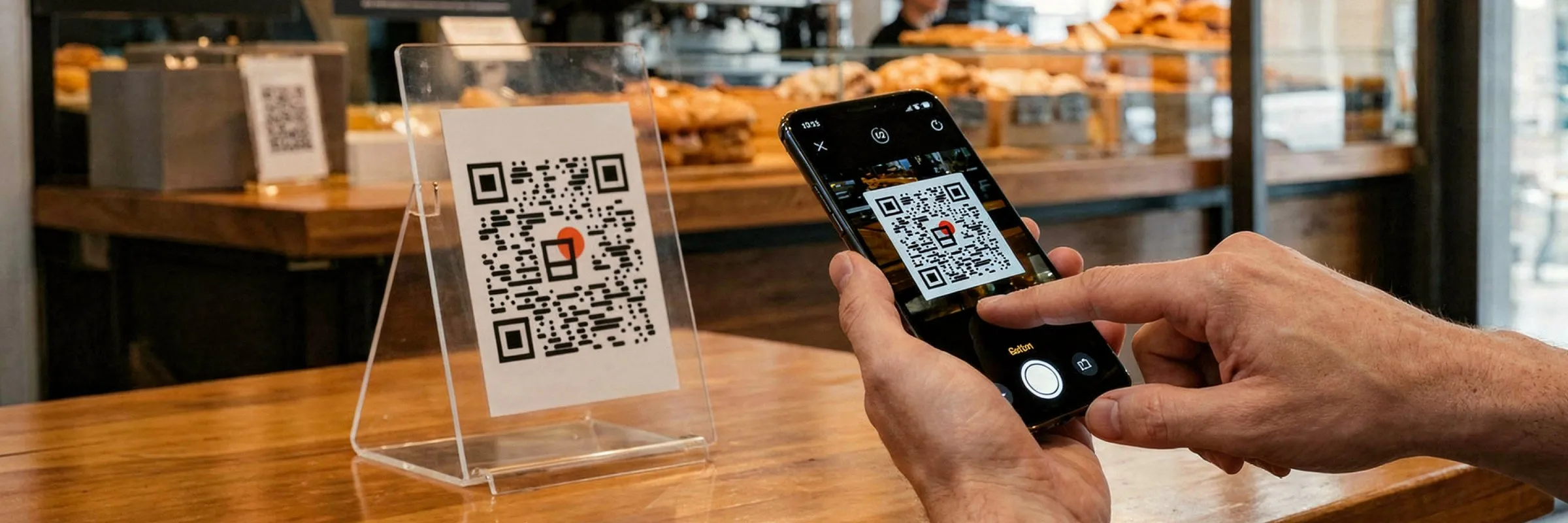 Cliente pidiendo desde su móvil escaneando el QR de la mesa