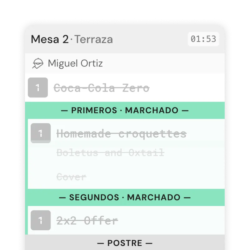 Stati della comanda nel KDS