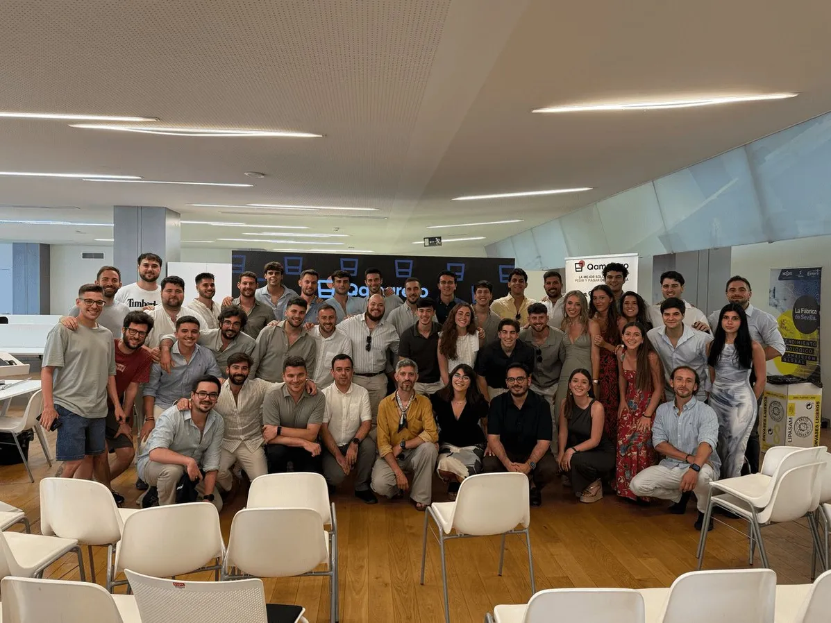 Qamarero team at the Seville office — operators and developers building restaurant management software