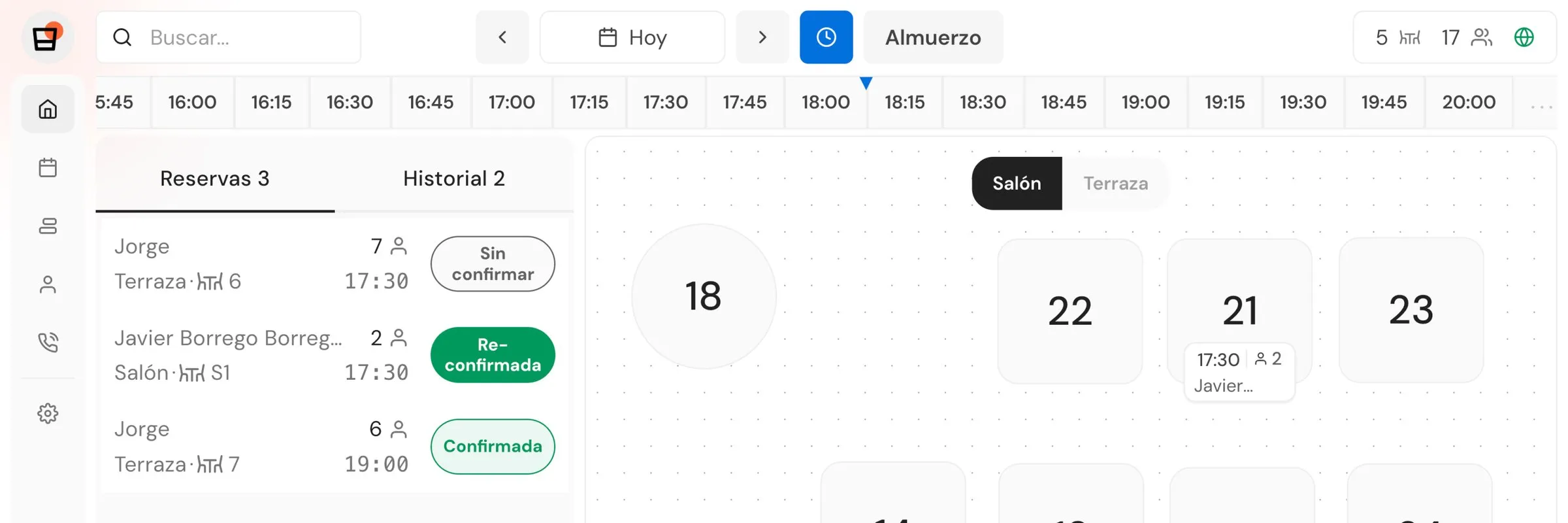 Qamarero's own booking portal with calendar and table assignment