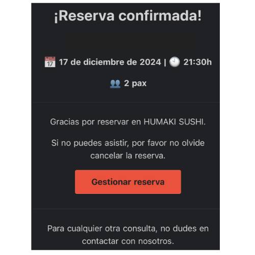 email reserva